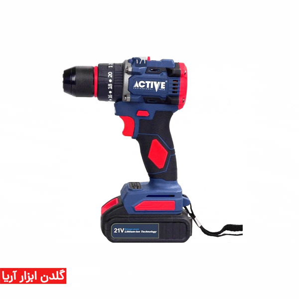 دریل پیچگوشتی چکشی شارژی 13 میلیمتر، 21 ولت براشلس اکتیو مدل AC-3121BL