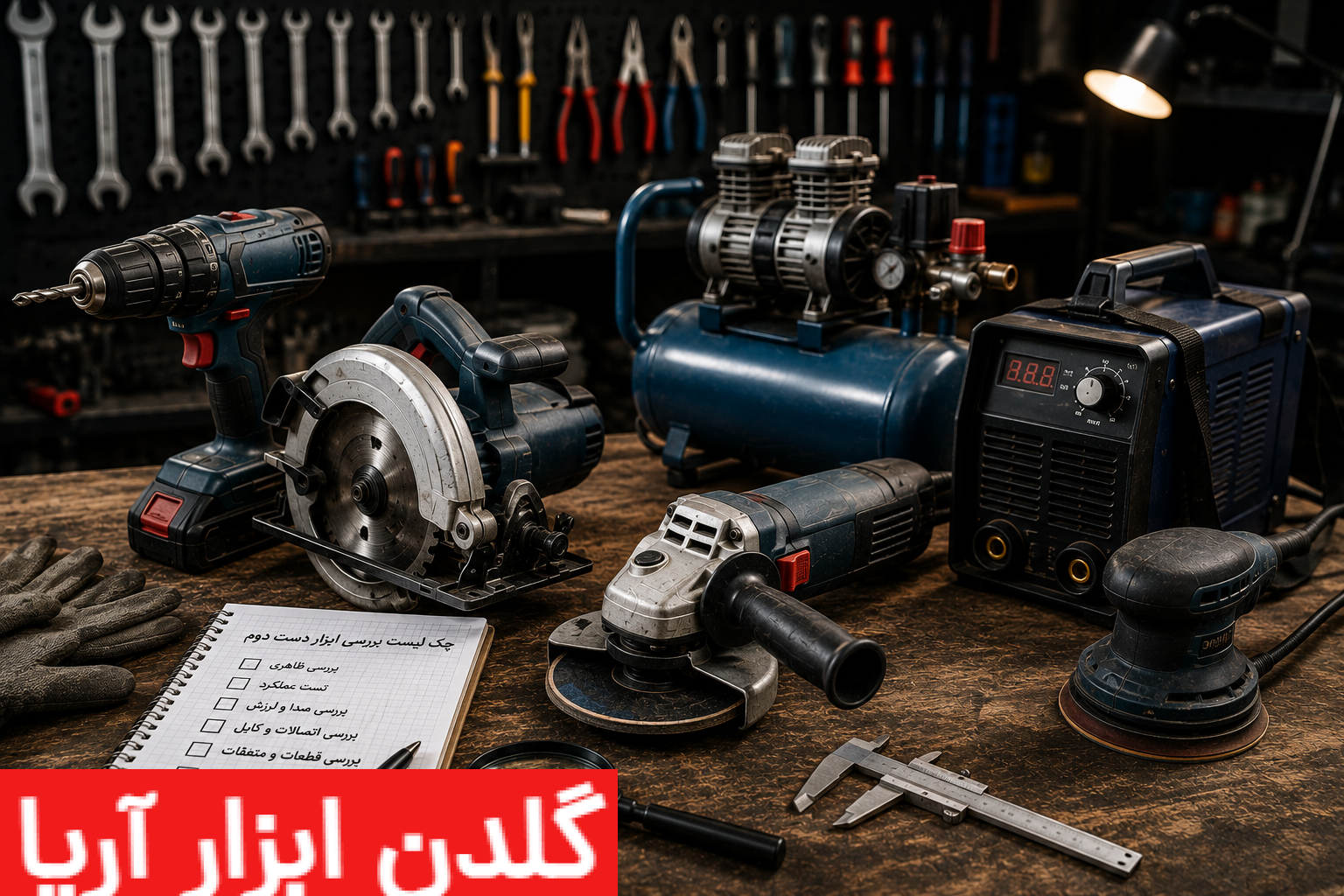 چکلیست بررسی ابزار دست دوم در کنار ابزارهای برقی و تجهیزات کارگاهی حرفهای